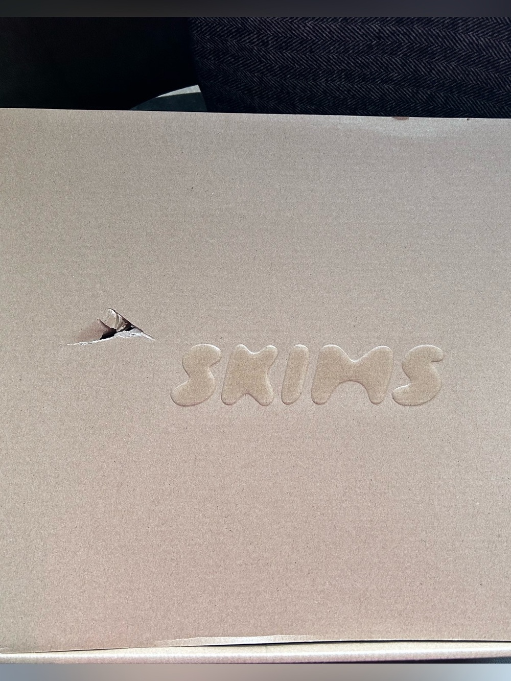 SKIMS Blush Beige Box with Branded Ribbon